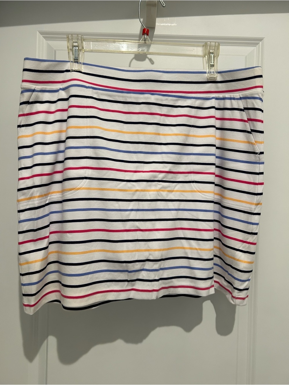 croft & barrow White skort with Navy, Pink, Yellow, and Light Blue Stripes